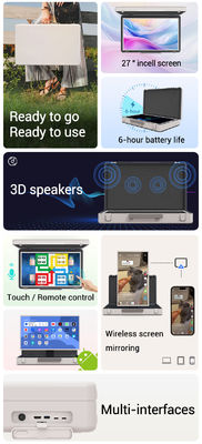 ELC PackGO портативный 27 дюймовый портфель дизайн сенсорный экран Android система умный телевизор экран для кемпинга