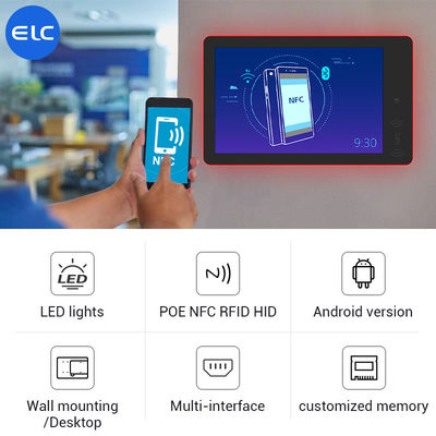 RK3568 Стенный монтаж цифровой вывески Android 12 сенсорный экран Внутренний POE NFC светодиодный свет для встреч