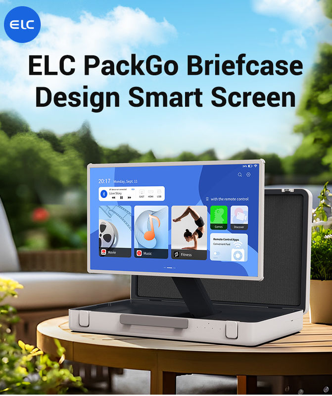 ELC PackGO портативный 27 дюймовый портфель дизайн сенсорный экран Android система умный телевизор экран для кемпинга