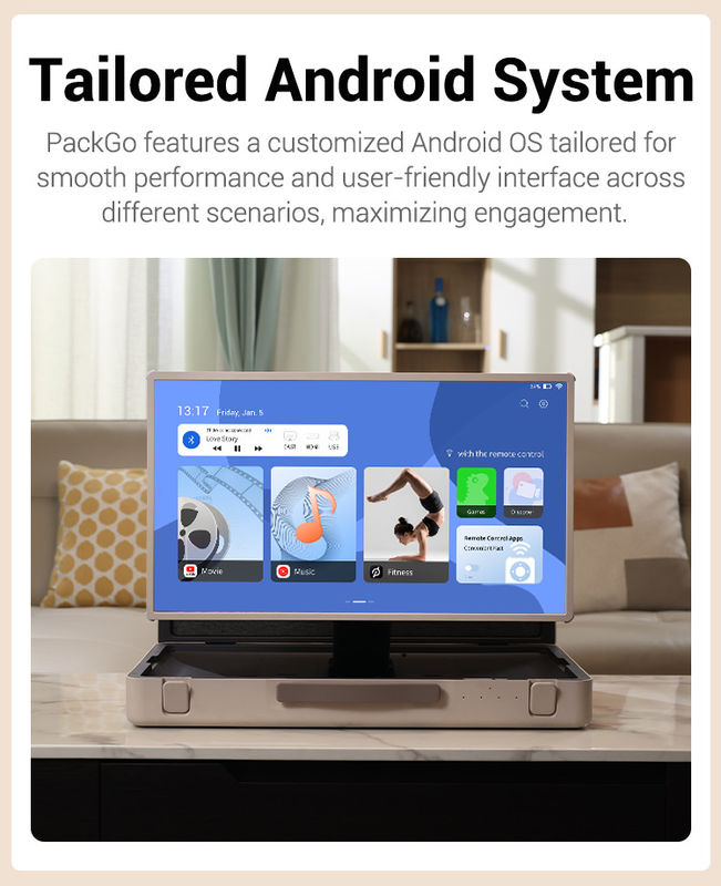 ELC PackGO портативный 27 дюймовый портфель дизайн сенсорный экран Android система умный телевизор экран для кемпинга