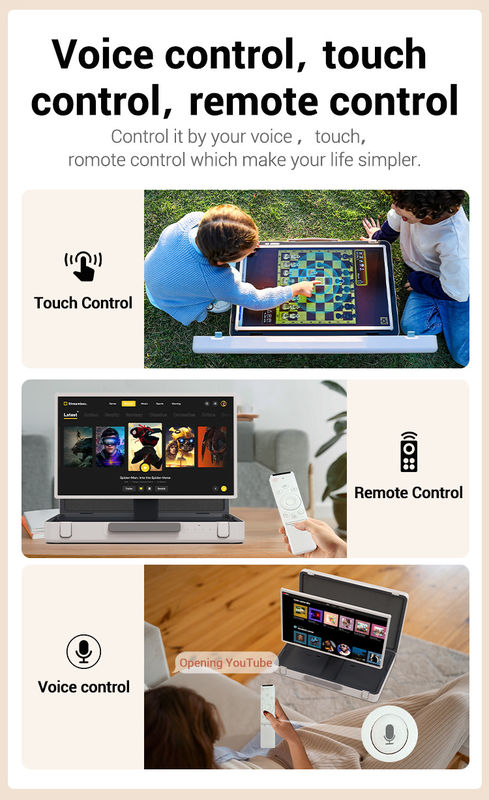 ELC PackGO портативный 27 дюймовый портфель дизайн сенсорный экран Android система умный телевизор экран для кемпинга