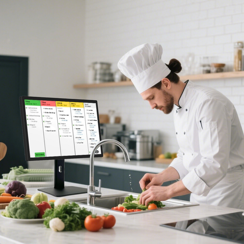 21.5' Android 14 Touchscreen Tablet для ресторана POS Кухонная дисплейная система WiFi6 RK3576 Цифровой меню экран для обслуживания питания