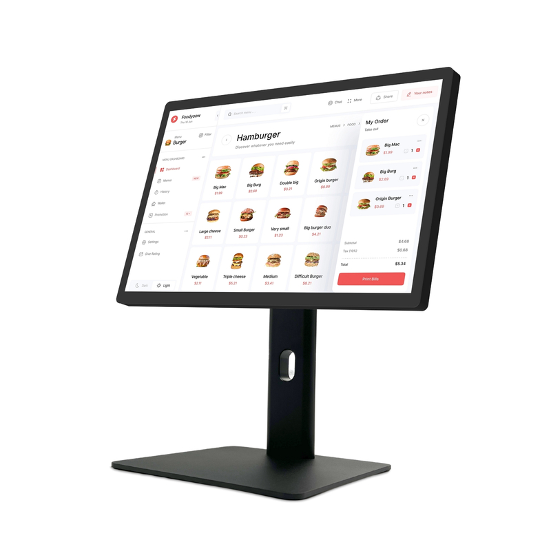 21.5" Сенсорный Android-планшет RK3576S с камерой 5.0MP для системы Point of Sale (POS) в ресторанах, мониторинга на кухне и киосков заказов